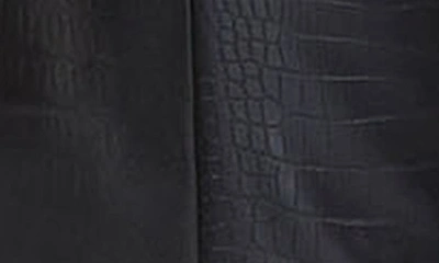 Shop Max Mara Queva Croc Embossed Crop Faux Leather Pants In Black