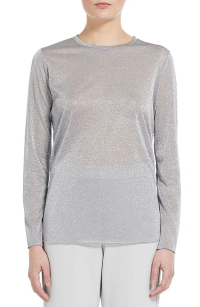Shop Max Mara Metallic Crepe Jersey T-shirt In Medium Grey