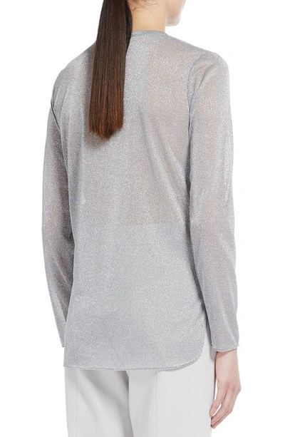 Shop Max Mara Leisure Metallic Crepe Jersey T-shirt In Medium Grey