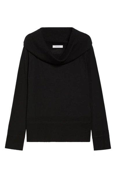 Shop Max Mara Tiglio Convertible Virgin Wool Cowl Neck Sweater In Black