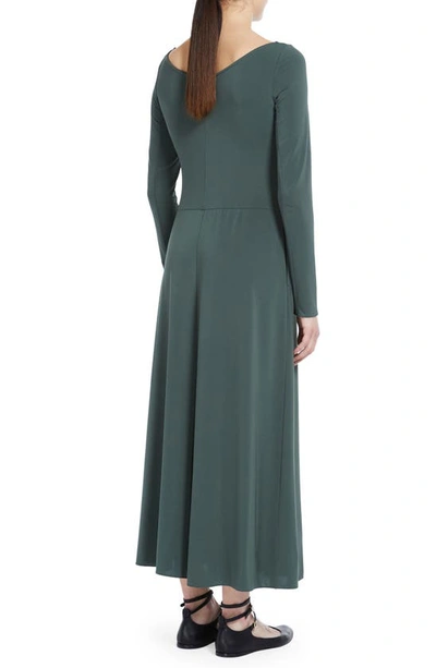 Shop Max Mara Valido Long Sleeve Crepe Jersey A-line Dress In Dark Green