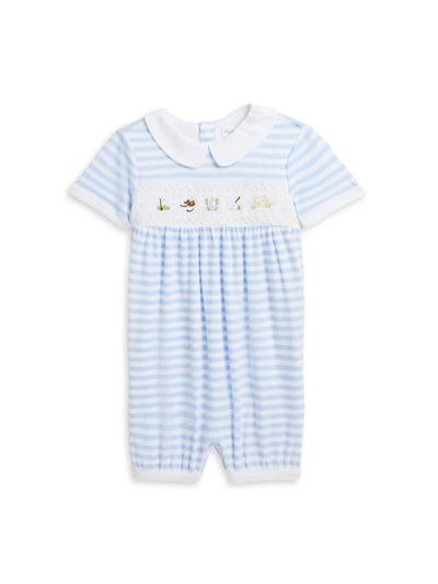 Shop Polo Ralph Lauren Baby Boy's Striped Golf Coveralls In Blue Multi