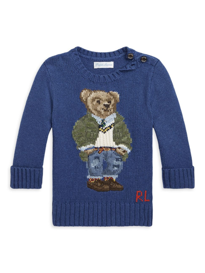 Shop Polo Ralph Lauren Baby Boy's Knit Polo Bear Sweater In Beach Royal