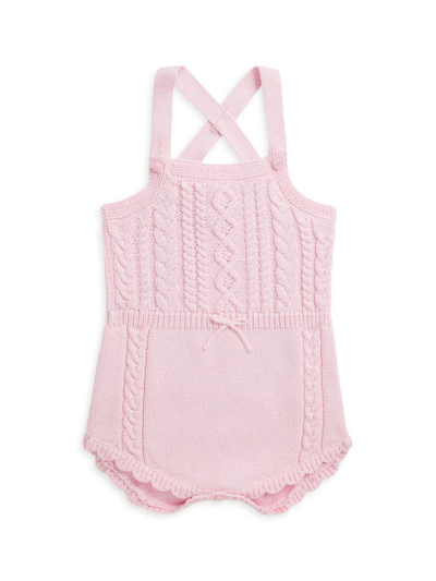 Shop Polo Ralph Lauren Baby Girl's Cableknit One-piece In Hint Of Pink