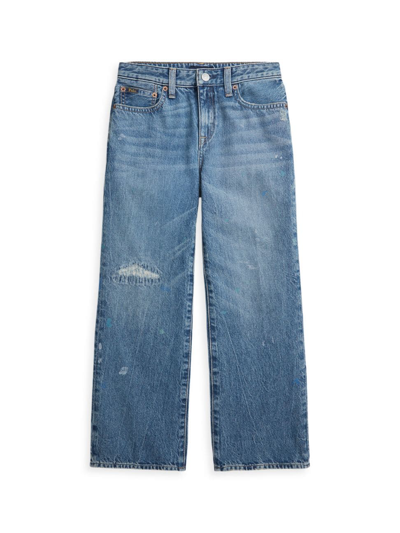 Shop Polo Ralph Lauren Little Girl's & Girl's High-rise Wide-leg Jeans In Dennon Wash