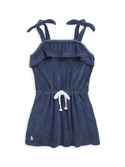 Shop Polo Ralph Lauren Baby Girl's Cotton Terry Coverup In Rustic Navy Hint Of Pink