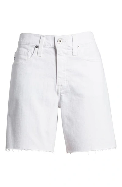 Shop Ag Ex-boyfriend Raw Hem Mid Length Denim Shorts In White
