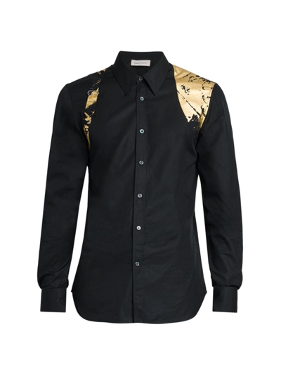 Shop Alexander Mcqueen Men's Cotton Harness Shirt In Black
