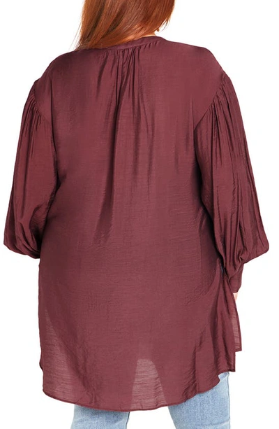 City Chic Joy Button-up Tunic Shirt In Deep Rose