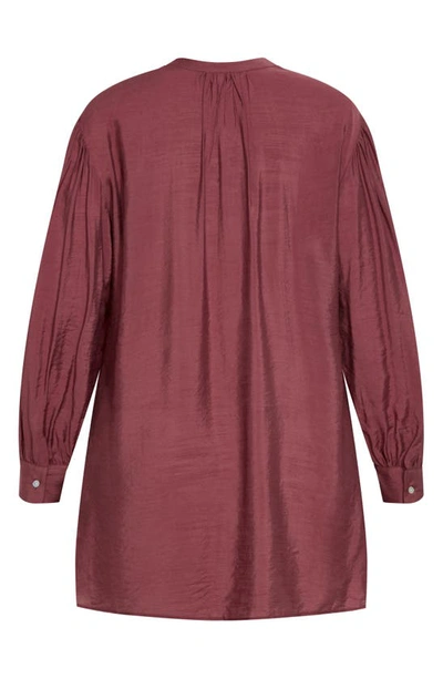 City Chic Joy Button-up Tunic Shirt In Deep Rose