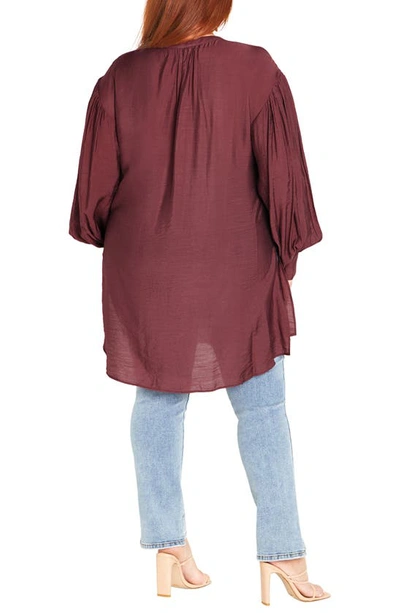 City Chic Joy Button-up Tunic Shirt In Deep Rose