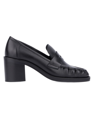 Shop Aquatalia Women's Josette 70mm Leather Loafer Pumps In Black