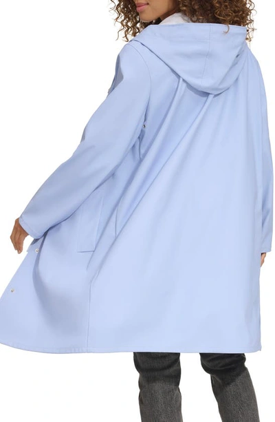 Shop Levi's Water Resistant Hooded Long Rain Jacket In Brunnera Blue