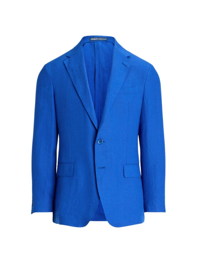 Shop Polo Ralph Lauren Men's Linen Single-breasted Two-button Sport Coat In Heritage Blue