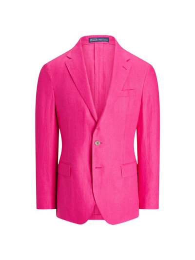 Shop Polo Ralph Lauren Men's Linen Single-breasted Two-button Sport Coat In Bright Pink