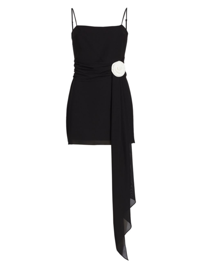 Shop Amanda Uprichard Women's Isabel Rosette Sleeveless Minidress In Black