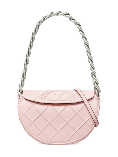 Shop Tory Burch Women's Small Fleming Soft Crescent Bag In Pale Pink