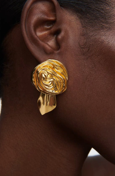 Shop Sterling King Rosette Stud Earrings In Gold