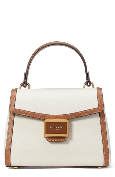 Shop Kate Spade Small Katy Leather Top Handle Bag In Halo White Multi