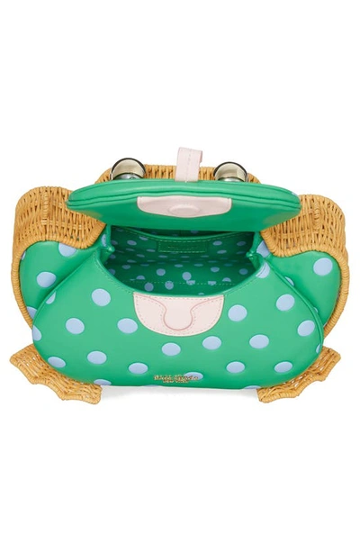 Shop Kate Spade Lily Polka Dot Wicker 3d Frog Crossbody Bag In Candy Grass Multi