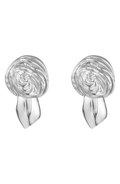 Shop Sterling King Mini Rosette Stud Earrings In Silver