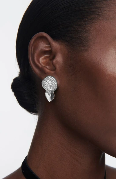 Shop Sterling King Mini Rosette Stud Earrings In Silver