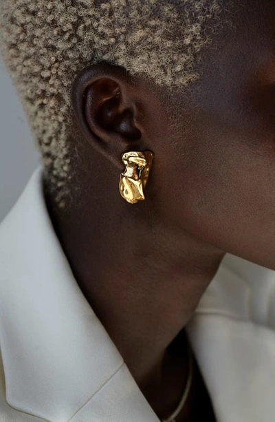 Shop Sterling King Molten Stud Earrings In Gold
