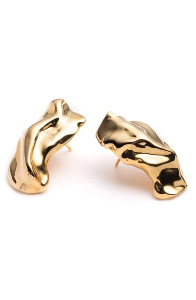Shop Sterling King Molten Stud Earrings In Gold