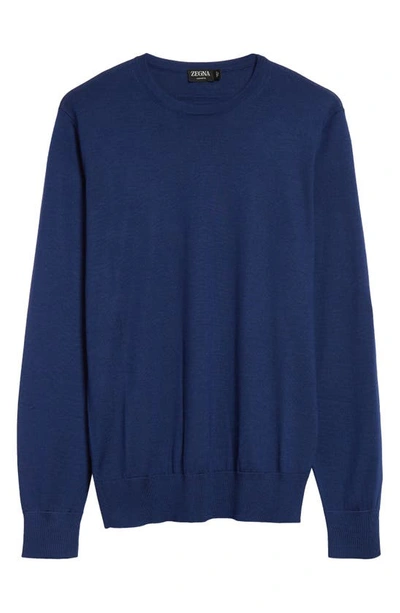 Shop Zegna Cashseta Cashmere & Silk Sweater In Blue Ciano