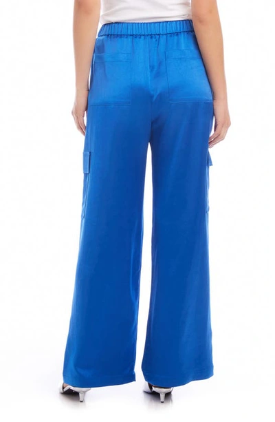 Shop Fifteen Twenty Sofi Satin Wide Leg Pants In Sapphire Blue