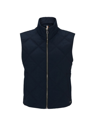 Shop Hugo Boss Men's Regular Fit Gilet Vest With Quilting In Dark Blue