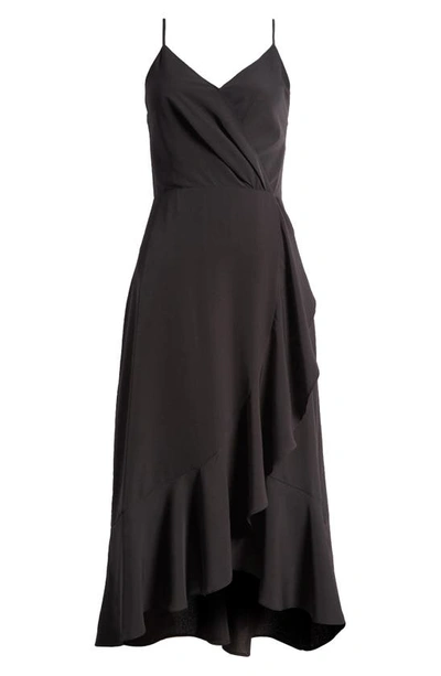 Shop Chelsea28 Faux Wrap Midi Dress In Black