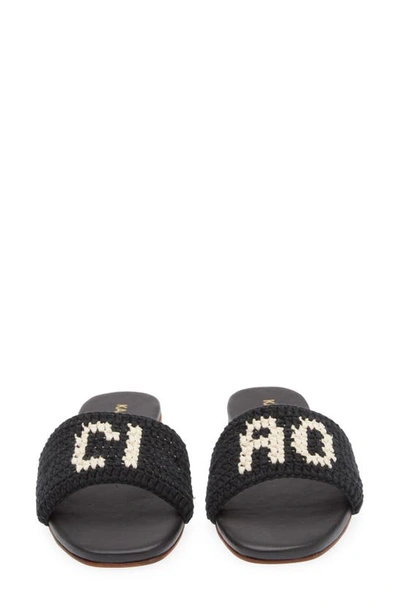 Shop Kaanas Serin Ciao Crochet Sandal In Black