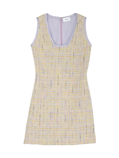 Shop St John Women's Textured Slub Tweed Sleeveless Minidress In Neutral
