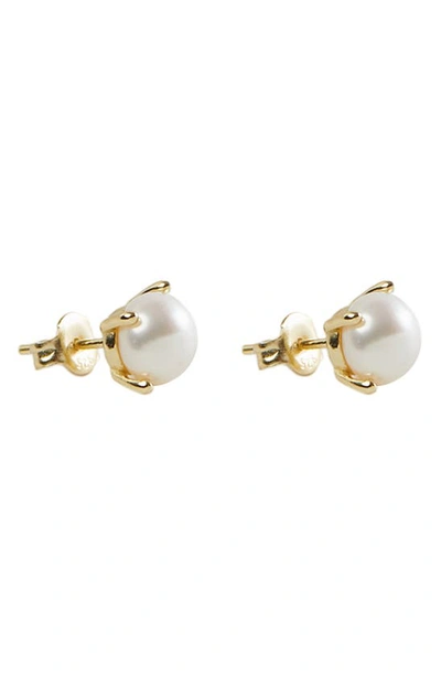 Shop Argento Vivo Sterling Silver Freshwater Pearl Stud Earrings In Gold