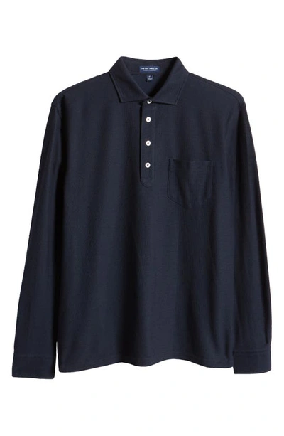 Shop Peter Millar Crown Crafted Croxley Long Sleeve Polo In Navy