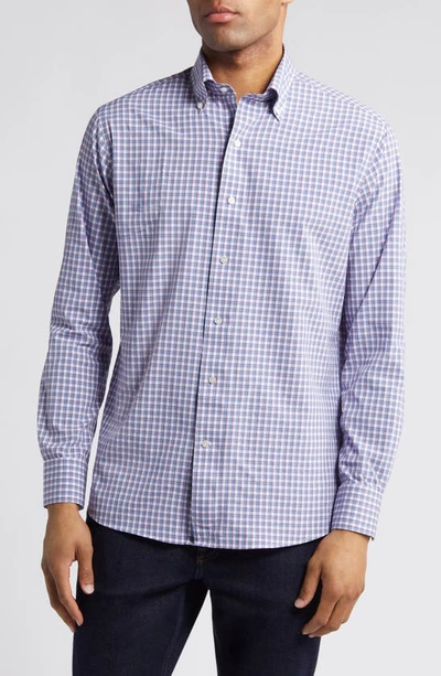 Shop Peter Millar Crown Crafted Cole Check Performance Button-down Shirt In Regatta Blue