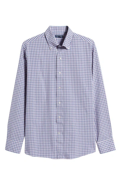 Shop Peter Millar Crown Crafted Cole Check Performance Button-down Shirt In Regatta Blue