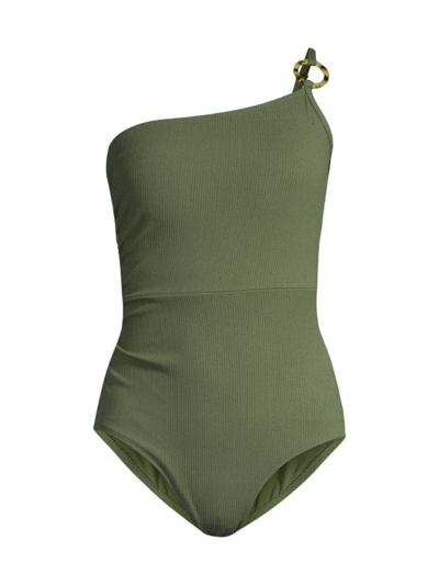 Shop Change Of Scenery Women's Kara O-ring One-piece Swimsuit In Olive Texture