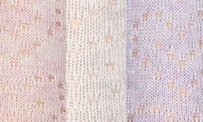 Shop Memoi Pointelle Assorted 3-pack Crew Socks In White-pink-gray