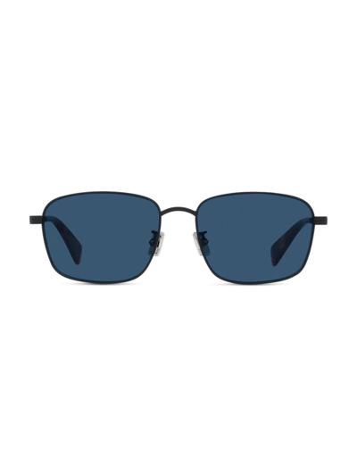 Shop Kenzo Men's Aka 56mm Rectangular Sunglasses In Matte Black Blue