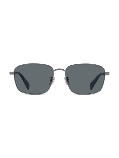 Shop Kenzo Men's Aka 56mm Rectangular Sunglasses In Ruthenium Smoke