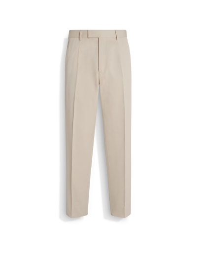 Shop Zegna Light Beige Cotton And Wool Pants In Beige Clair