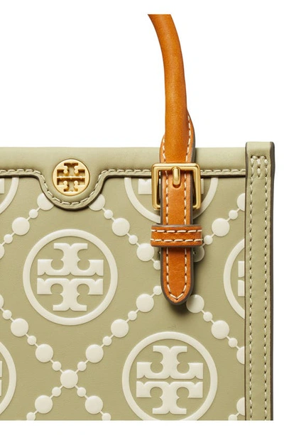 Shop Tory Burch T Monogram Embossed Leather Crossbody Tote In Olive Spring