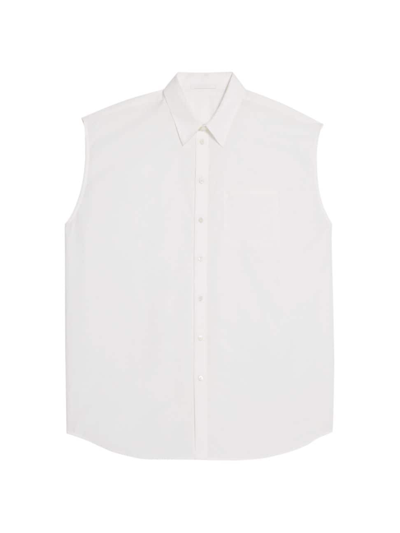 Shop Helmut Lang Men's Sleeveless Button-up Shirt In White