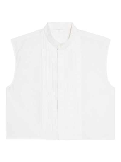 Shop Helmut Lang Men's Cotton Sleeveless Tuxedo Shirt In White
