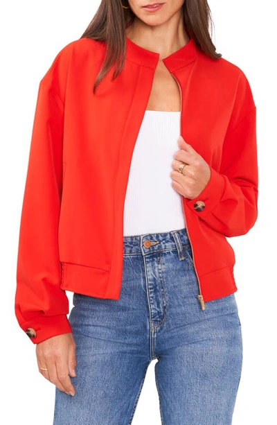 Shop Vince Camuto Water Resistant Oversize Bomber Jacket In Tulip Red