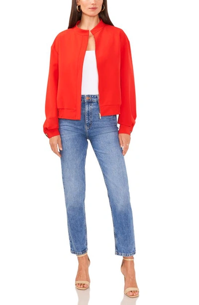 Shop Vince Camuto Water Resistant Oversize Bomber Jacket In Tulip Red