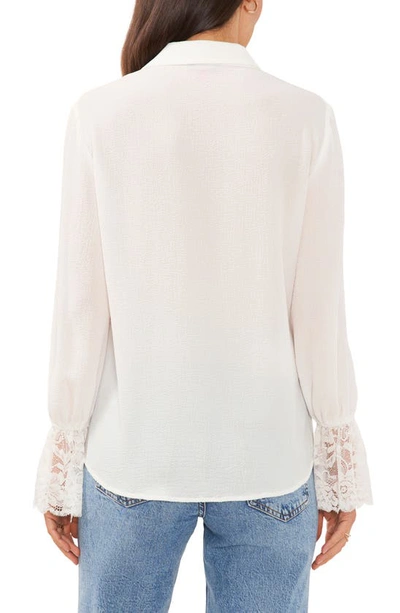 Shop Vince Camuto Crepe Button-up Shirt In New Ivory