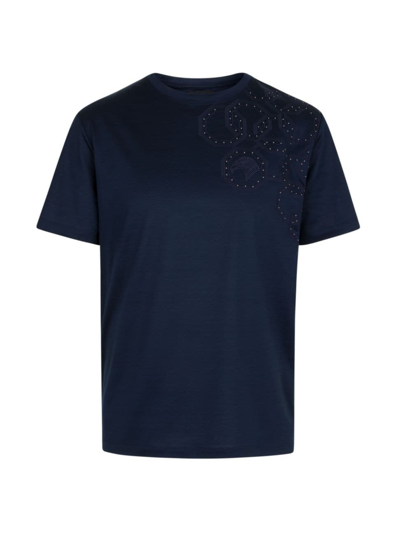 Shop Stefano Ricci Men's Crewneck T-shirt In Dark Blue